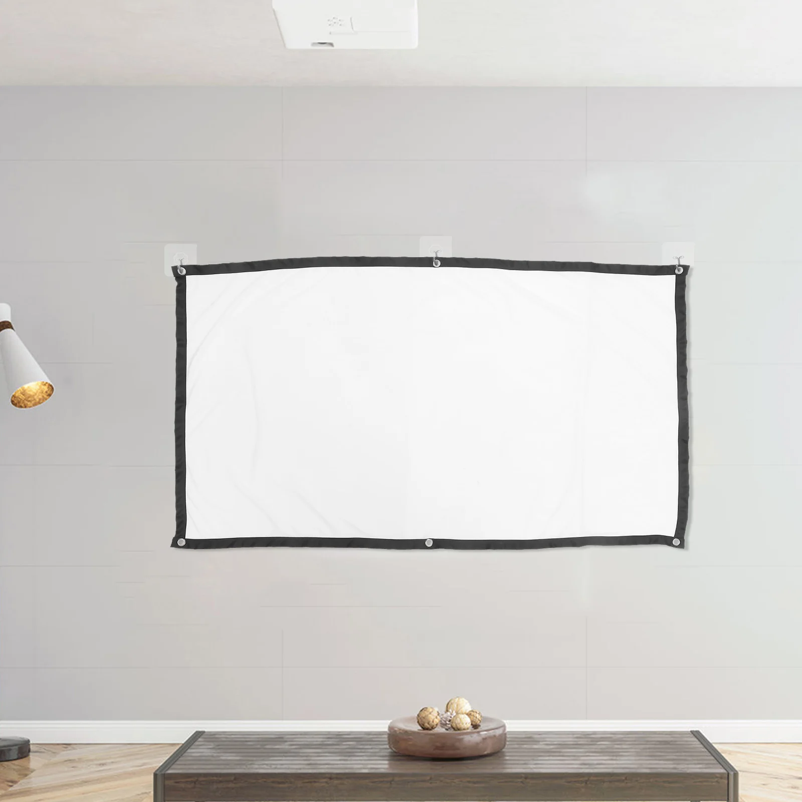 

1 set Projector Screen Cloth Set 60 Inch 16:9 Foldable Black White Polyester Projection Screen Portable Indoor Outdoor