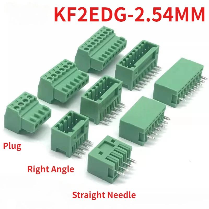 10Pairs 15EDG 2.54 mm KF2EDG PCB Screw Terminal Block Connector Right Angle/ Straight Needle Plug Pin Header Socket 2-12 Pin