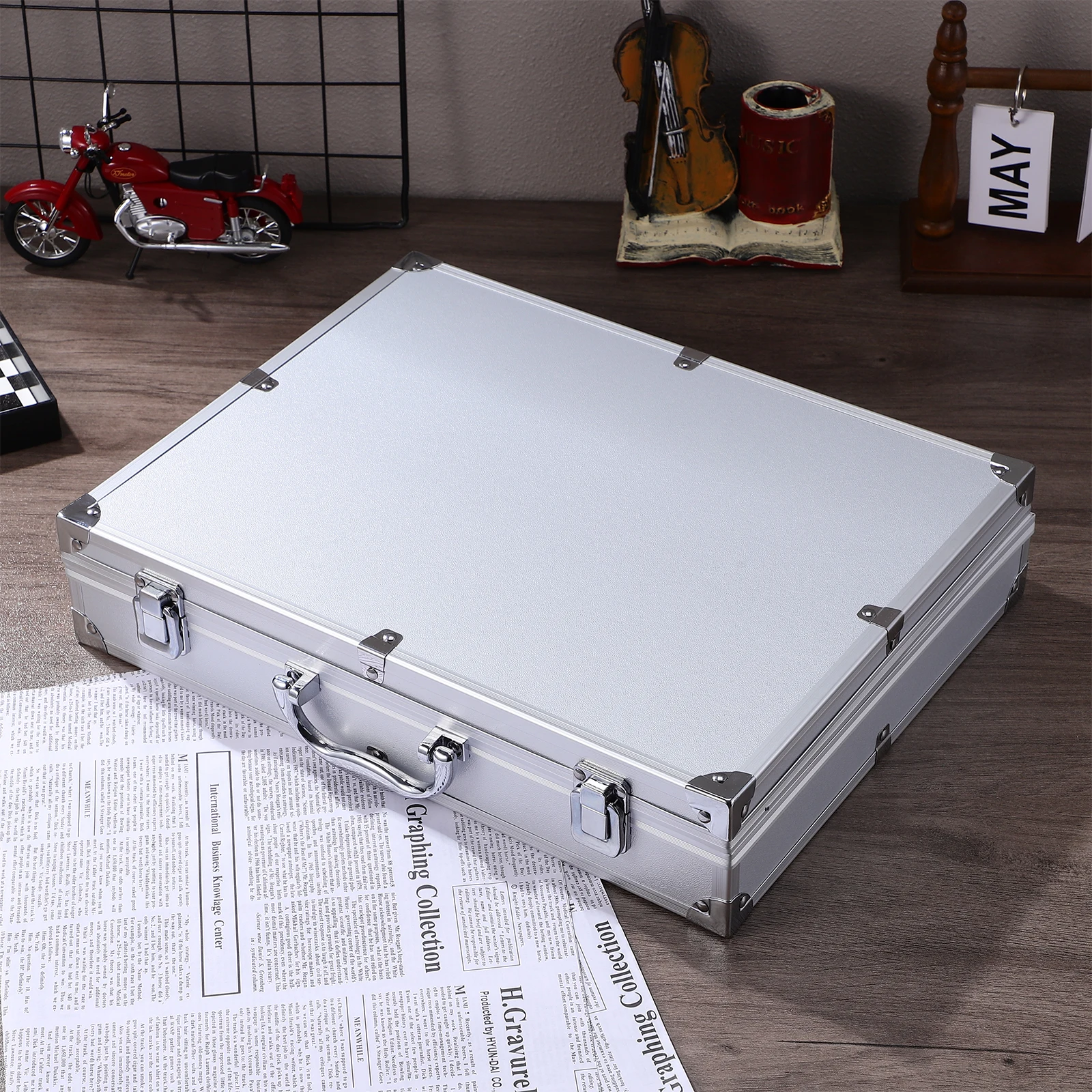 

Toolbox Storage Case Flight Aluminum Hard with Lock Screwdriver Portable Carrying Caseequipment Travel Pearl Cotton Man