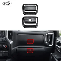 4PCS ABS Carbon Fiber Color Glove Storage Box Handle Cover Trim for Chevrolet Silverado 2019-2022