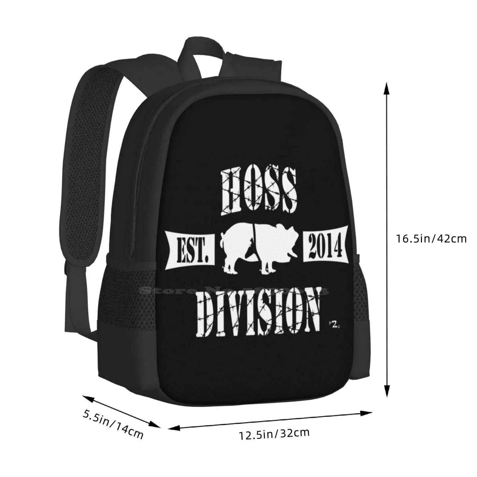 Hoss Division Est. Mochila escolar con diseño de patrón de moda, bolso para portátil de viaje, Hoss Division Aiw Pwponderings Pro Wrestling, 2014