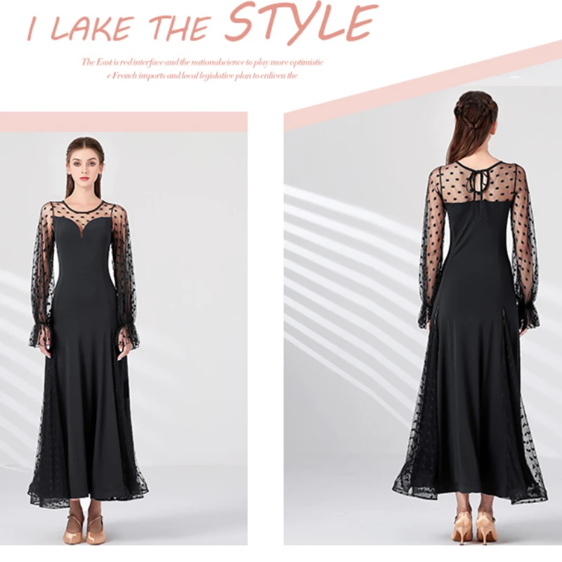 

Lace Elegant Ballroom Dance Practice Dress for Women Sexy Waltz Performance Clothes Standard Modern Party Dancewear Costumes