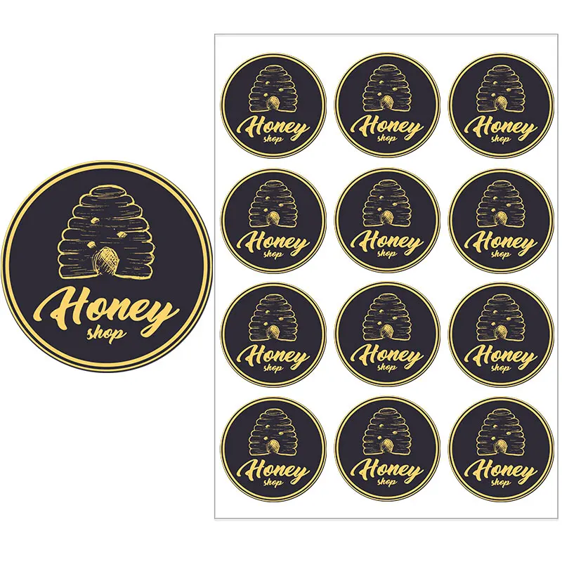 3.5cm/4.5cm Cartoon Honey Bee Self-Adhesive Sticker Cute Fresh Natural Honey Bee Jar Seal Label Small Business Tag for Marketing