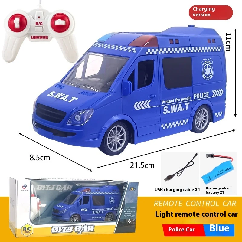 Coche de juguete de ambulancia a control remoto para niños, simulación de luz, camión de bomberos, modelo de vehículo de rescate, regalo, 4 canales, 1: 20