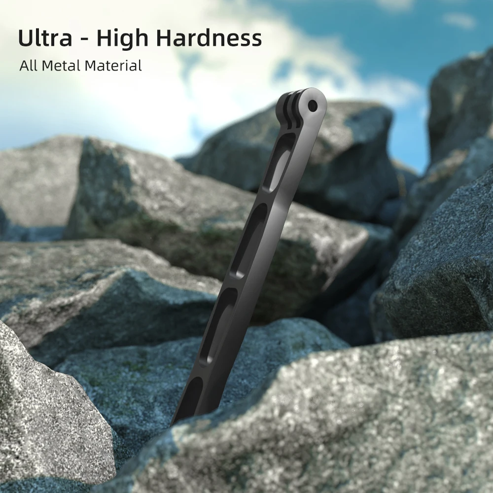 Gopro用アルミニウム合金エクステンションアーム、メタルポールマウントヘルメットスティックエクステンションアームマウント、Gopro Hero 13/12/11 DJI Action 5/4用