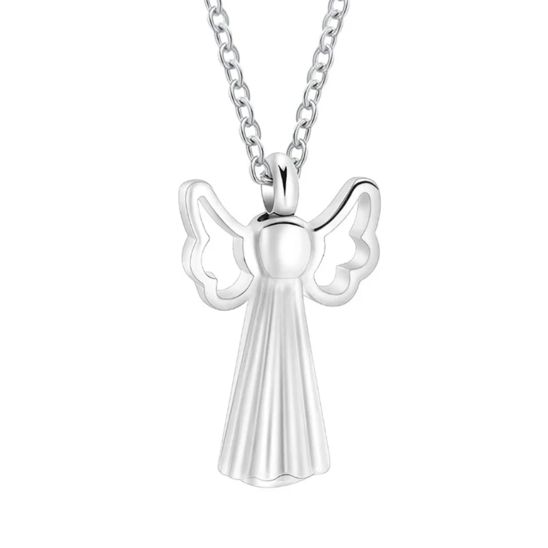 

Cherub Wing Pendant Urn Necklace Pet Cremation Urn Jewelry Pet Memorial Neckwear D08D