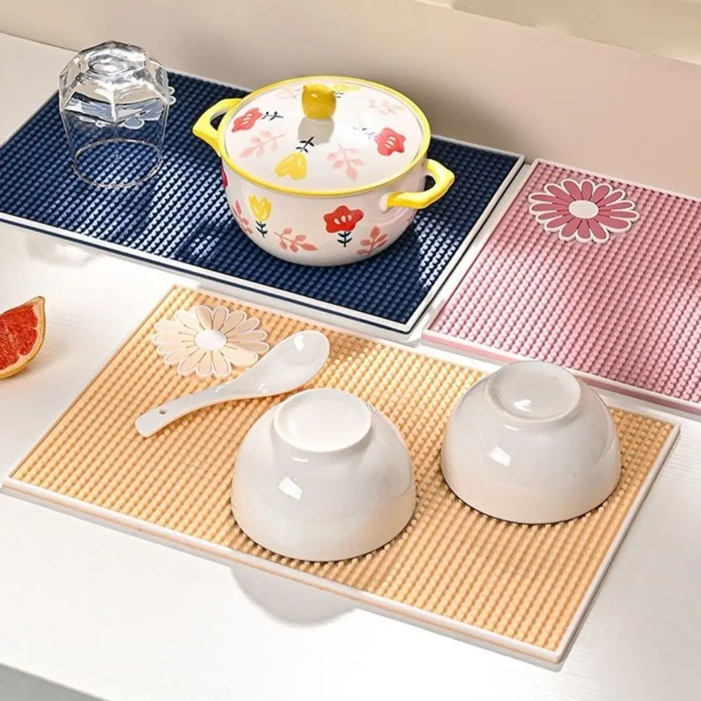 

Стильный мягкий резиновый коврик для кухонной раковины, быстросохнущий, складной, для сушки кофейных чашек, нескользящий, теплоизоляционный, для дома