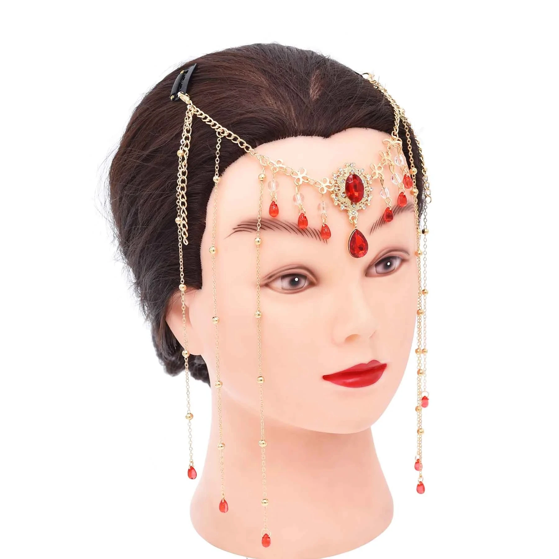 Chinese Style Ancient Long Fringed Women Headband Rhinestones Pendant Antique Wedding Hair Jewelry Vintage Hairpins Jewelry