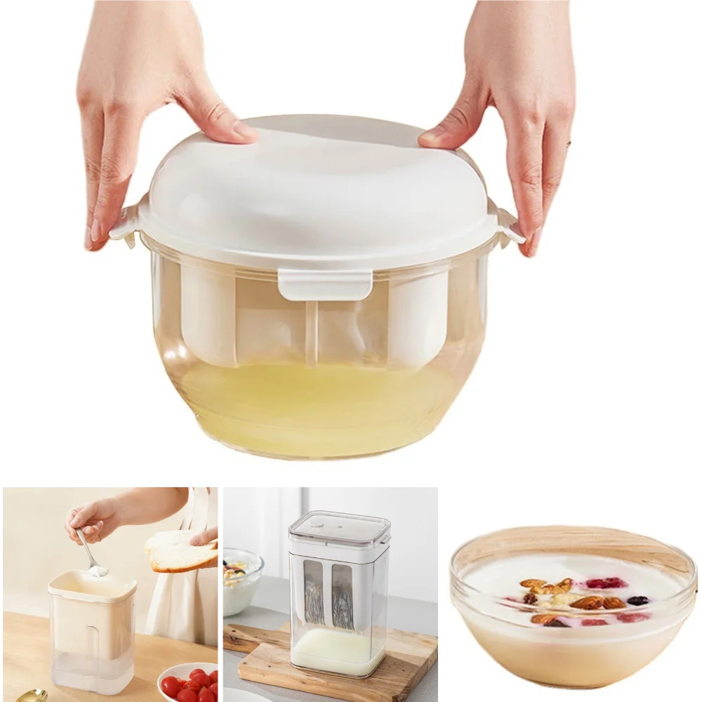 Colador de yogur para el hogar, filtro de yogur hecho a sí mismo, máquina para hacer queso y yogur, filtro de malla lavable reutilizable con tapa, cocina también