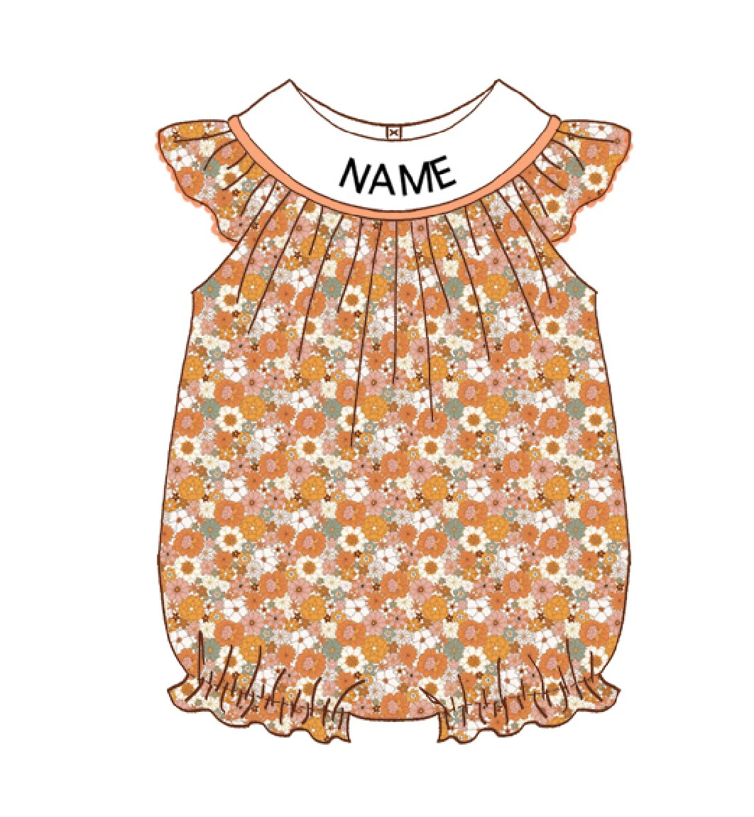 Ropa Baby Girl And Baby Boy New Cotton Customizable Name Styles Presale Models Cute Pumpkin Embroidery Romper Sets OrangeClothes