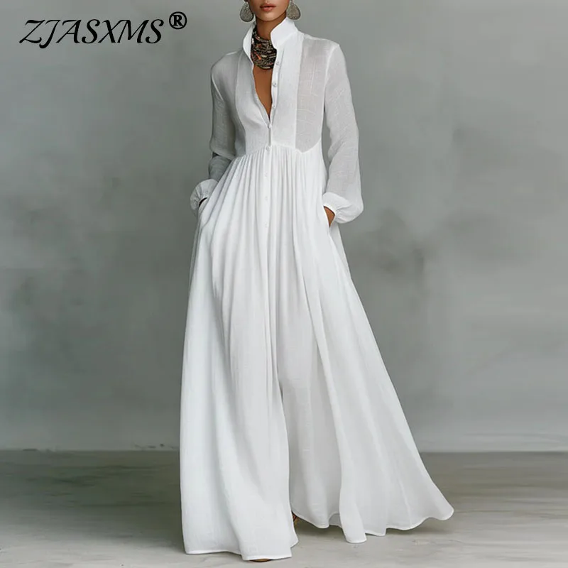 French Elegant High Waist Swing Long Dress Woman Spring Solid Pockets Pleated Maxi Dress Autumn Long Sleeve Button Evening Dress - AliExpress 200000345 French Elegant High Waist Swing Long Dress Woman Spring Solid Pockets Pleated Maxi Dress Autumn Long Sleeve Button Evening Dress - AliExpress 200000345