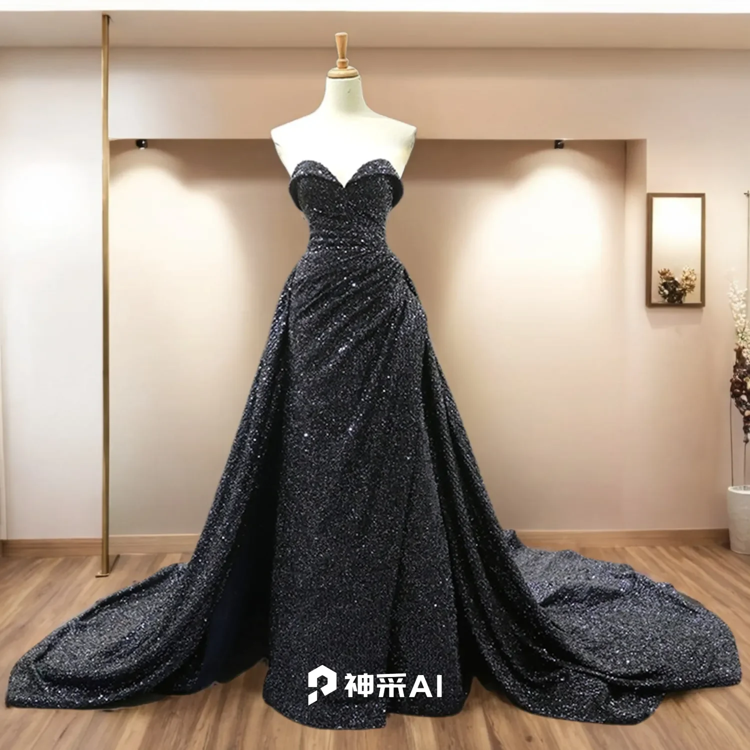 

Hire Lnyer 2 Pieces Super Shiny Dark Purple Black Red Mermaid Evening Dresses Wtih Detachable Train Can Be Process In Any Color