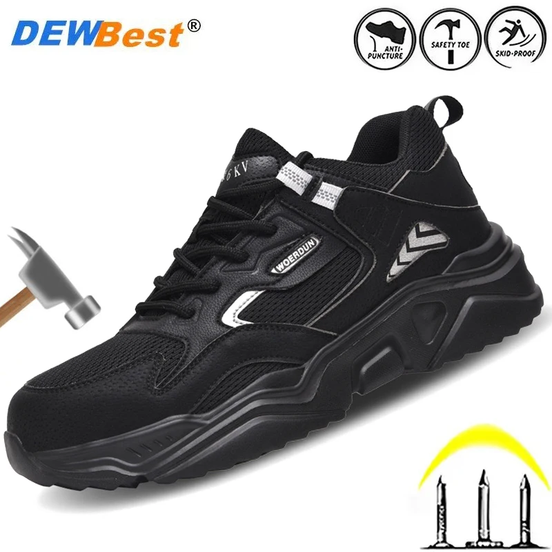 Four seasons steel head men's anti-smash anti-puncture safety shoes lightweight breathable soft-soled insulated work shoes