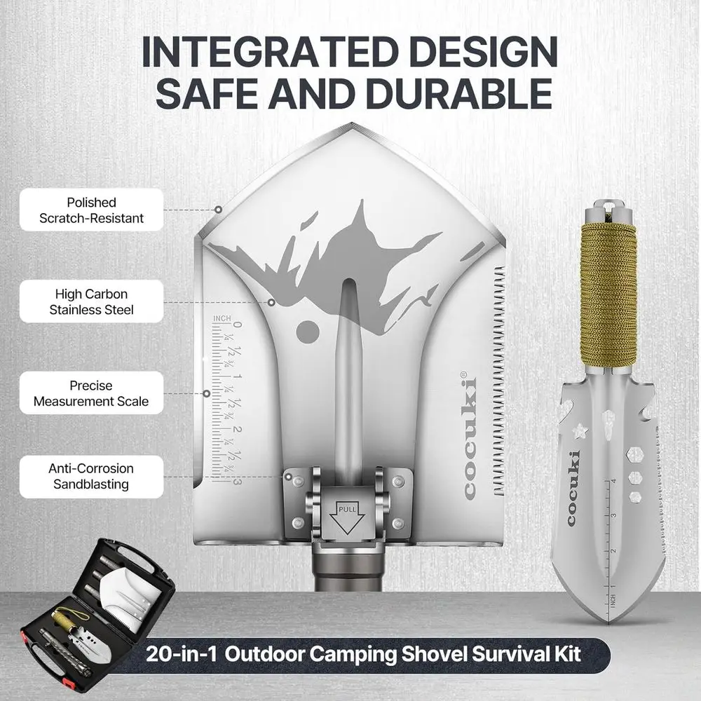 مجموعة أدوات النجاة للتخييم، إصدار 2.0، مجرفة تكتيكية قابلة للطي متعددة الوظائف من الدرجة العسكرية مع تيتاني #2