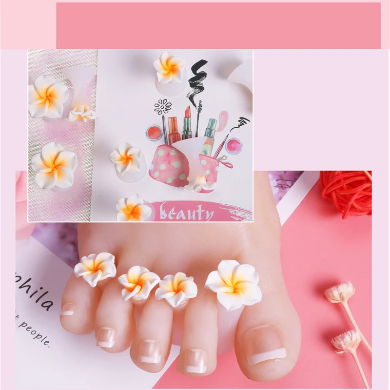 Divisore per dita in Silicone per Manicure giapponese divisore per dita Daisy Purple Flower Drop Pearl Manicure Toe Separator