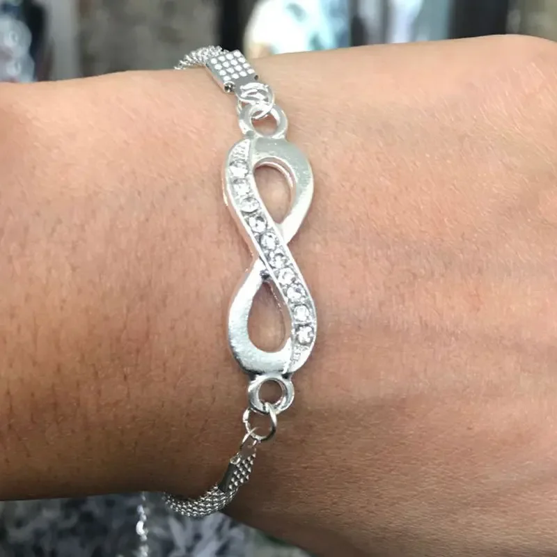 Braccialetto Infinity con strass gioielli da donna da uomo 8 numeri ciondolo Charm Blange coppia bracciali per amante amico regali da donna