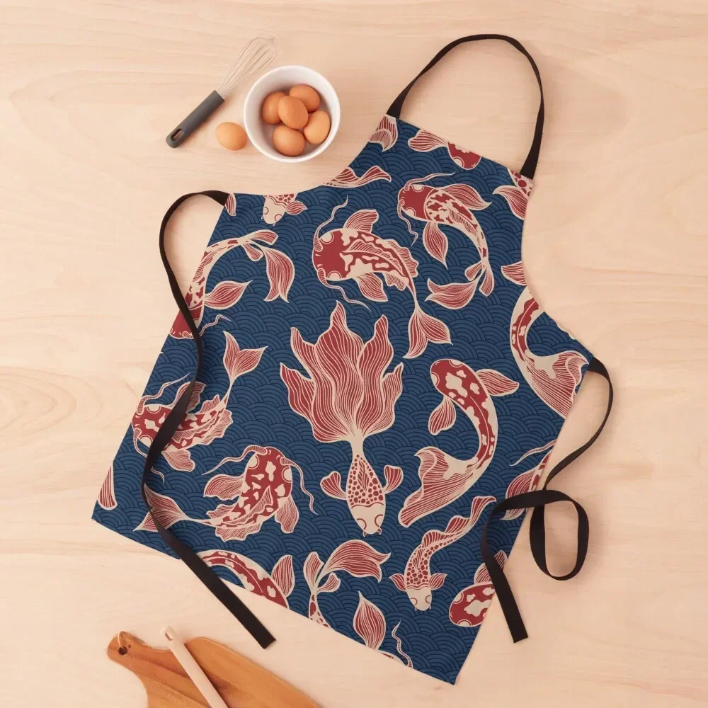 

Red Koi Apron Christmas gift Kitchen Chef Women Kitchen Nursing Apron