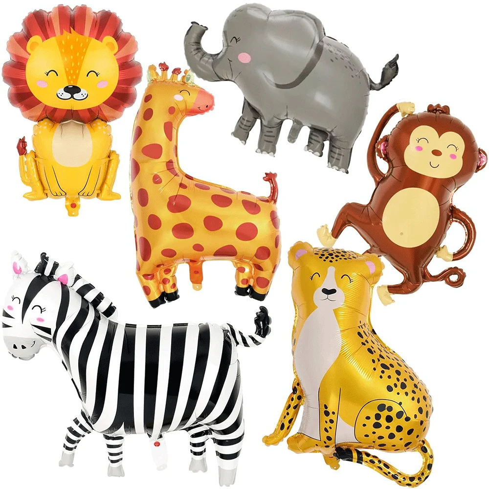 Giant Safari Jungle Zoo Animal Foil Balloons Cute Leopard Lion Giraffe Elephant Balloons Kids 1st Birthday Wild One Party Decor view 4