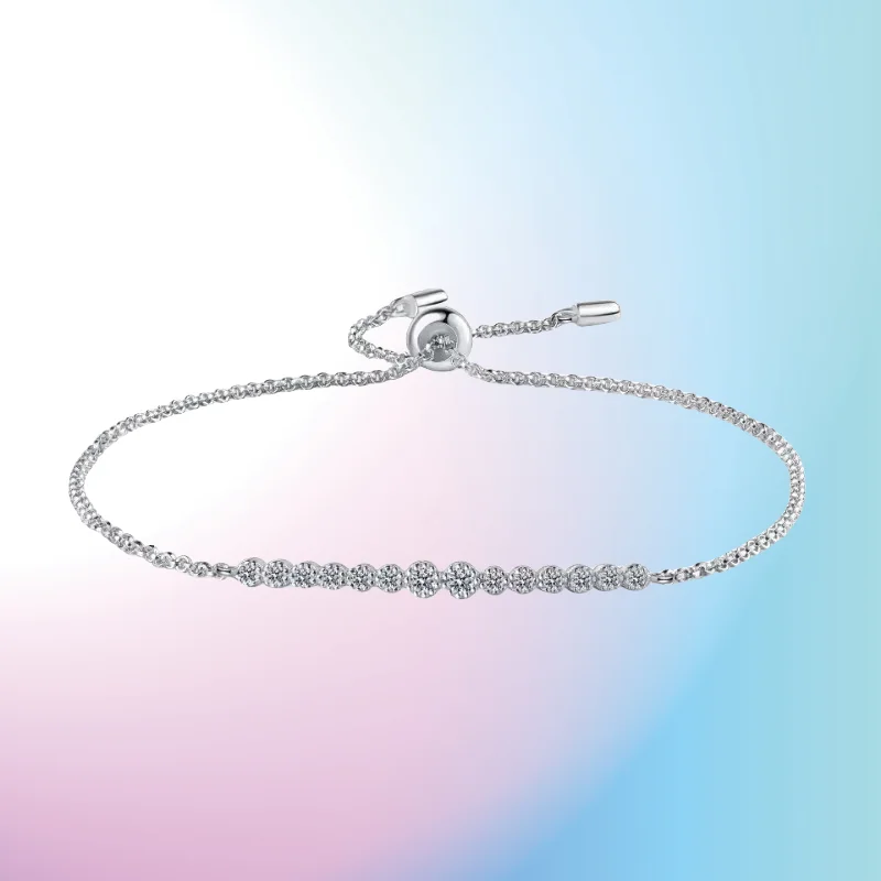 

2025 Valentine's Day 18K White Gold Bracelets Women Wedding Fine Jewelry 0.24 CT Moissanite Diamond Girlfriend Birthday Gift