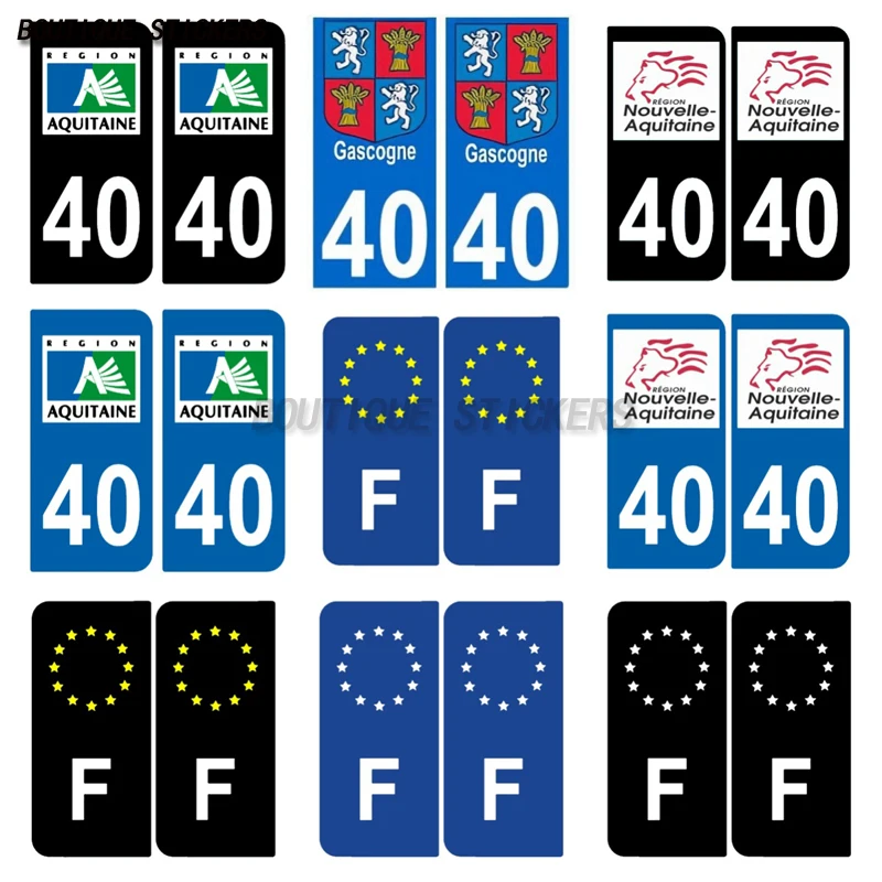 Zona de señal + departamento de matrícula F 40 nuevo Aquitaine Gasconge 40 Randers vehículo todoterreno pegatina de matrícula de PVC impermeable