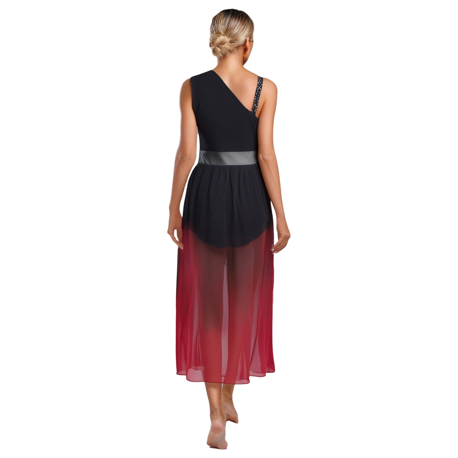 المرأة الحديثة Dancewear الكلاسيكية فستان رقص غنائي غير المتكافئة الكتف قاعة الرقص الفالس تشاتشا مرحلة الأداء زي