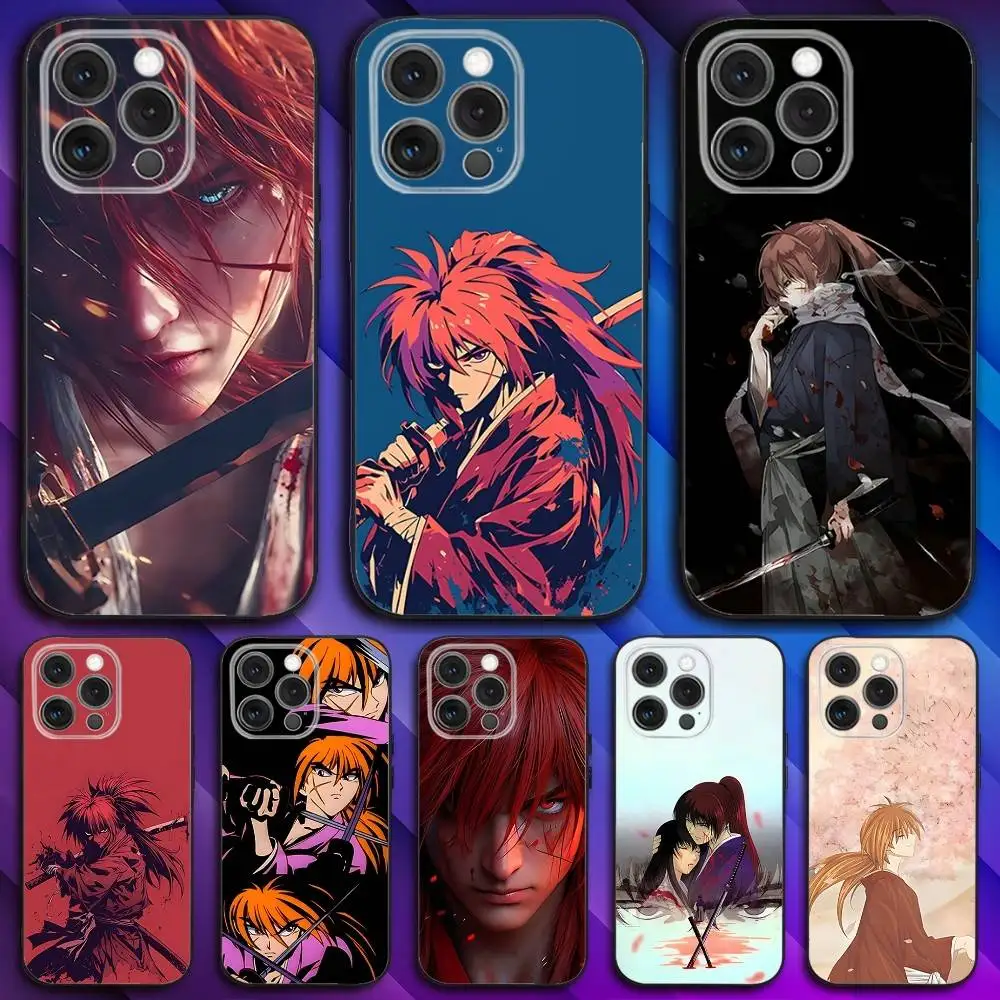 

Anime R-Rurouni Kenshin Phone Case For iPhone 17,16,15,14,13,12,11,Pro,Max,Plus,X,XS,SE4,E,Mini,Soft Black Case