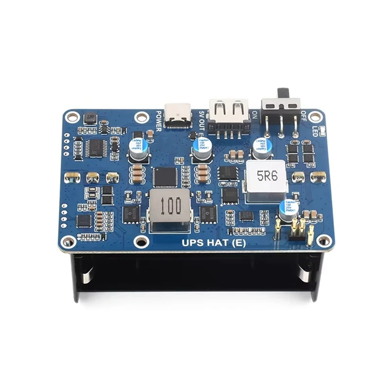UPS HAT (E) for 5/4B/3B+, Bi-Directional Fast Charging, 5V 6A Output, Pogo Pins Connector-DT30