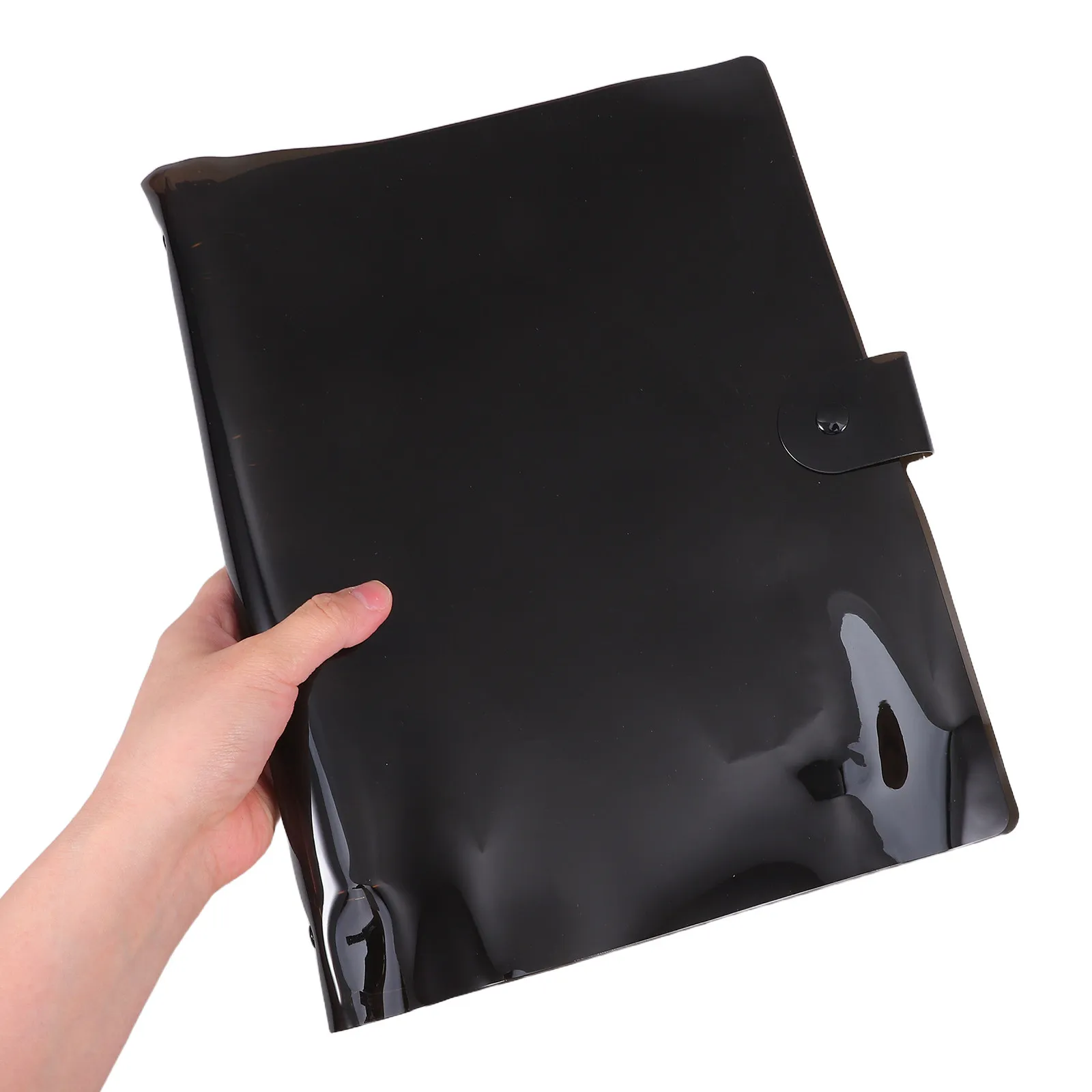 

A4 4-Hole Pvc Binder Black Transparent Cover Loose Leaf Notebook Protector For Classroom Notes Meeting Records Daily