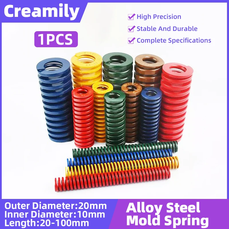 Creamily 1PCS 20x10xL Die Mold Spring Spiral Stamping Compression Spring OD=20mm ID=10mm L=20-100mm Yellow/Blue/Red/Green/Brown
