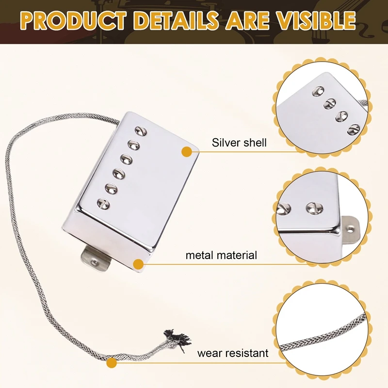 2 шт. для Alnico 5 LP гитарные звукосниматели для грифа и бриджа, звукосниматель для хамбакера, 4 провода, детали для гитары (комплект Chrome NB)