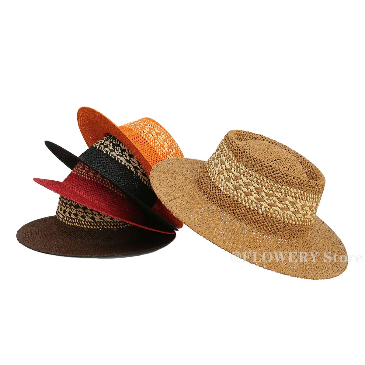 

New style British-style multi-color sun-protective peaked hat for vacation, stylish flat-top beach hat, jazz hat.