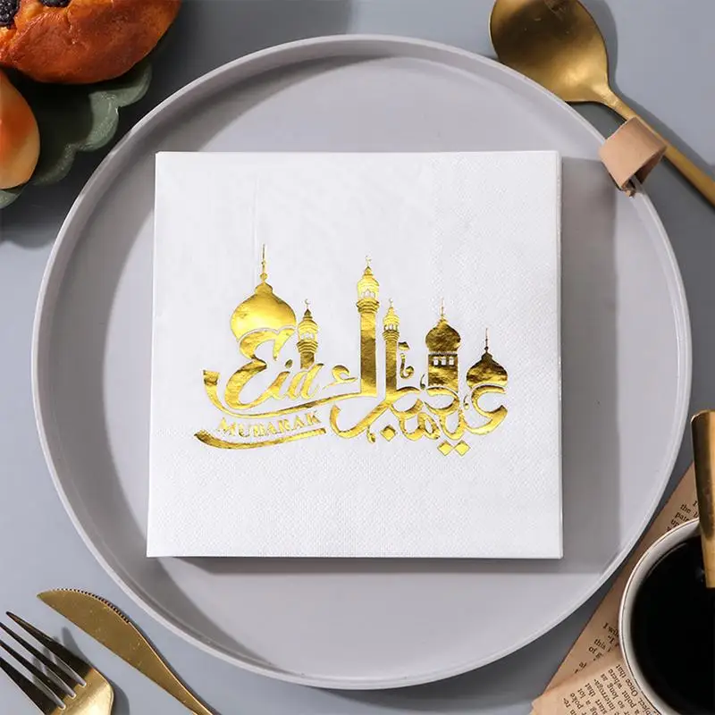 20 pièces RAMADAN KAREEM serviettes de fête famille dîner Table serviettes papier sûr parfumé gratuit doux bouche essuyage serviette en papier