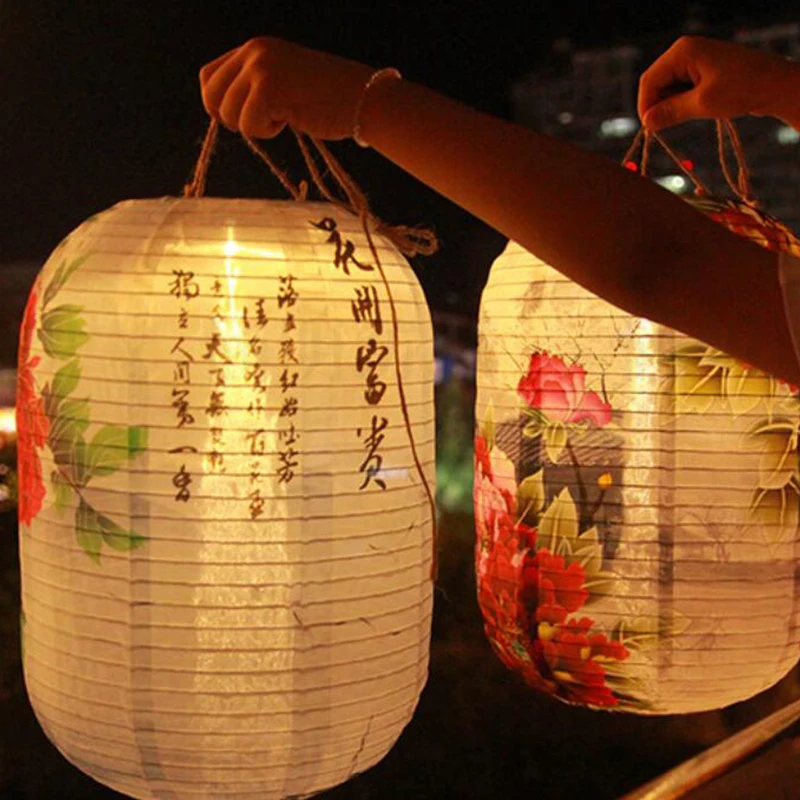 Chinese Oriental Style Lantern Mid-Autumn Festival Wedding Party Hanging Lamp Waterproof Cloth Flower Lantern Home Party Decor