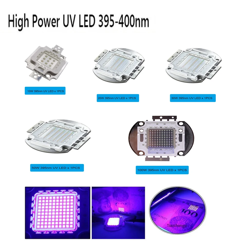 10w 20w 30w 50w 100w 395nm UV ultraviolette Hochleistungs-LED für Aquarien