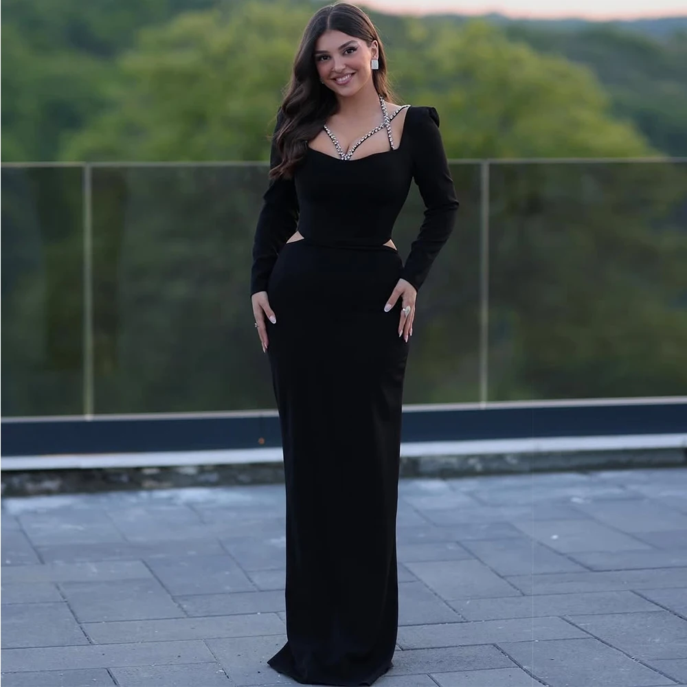 

Crystal Sexy Evening Dress Mermaid Elegant Women Prom Dresses for Celebrity Party Black Long Formal Gowns Customized