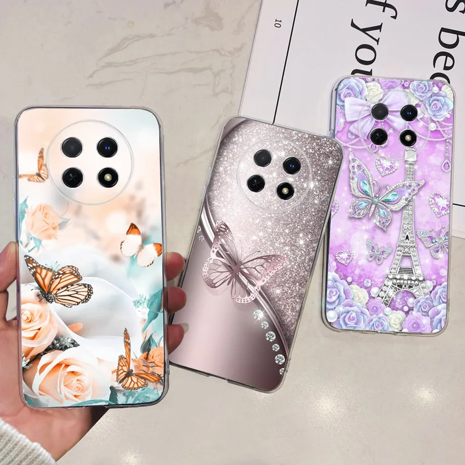 For Huawei Nova Y91 Case TPU Clear Bumper Soft Silicone Shockproof Covers for Huawei novaY91 Y 91 STG-LX1 Girly Flower Painted