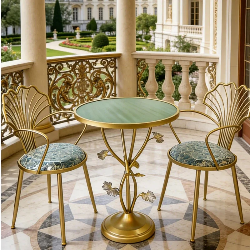 

HYS balcony small table and chair outdoor courtyard wrought iron table and chair small courtyard table and chair garden dining