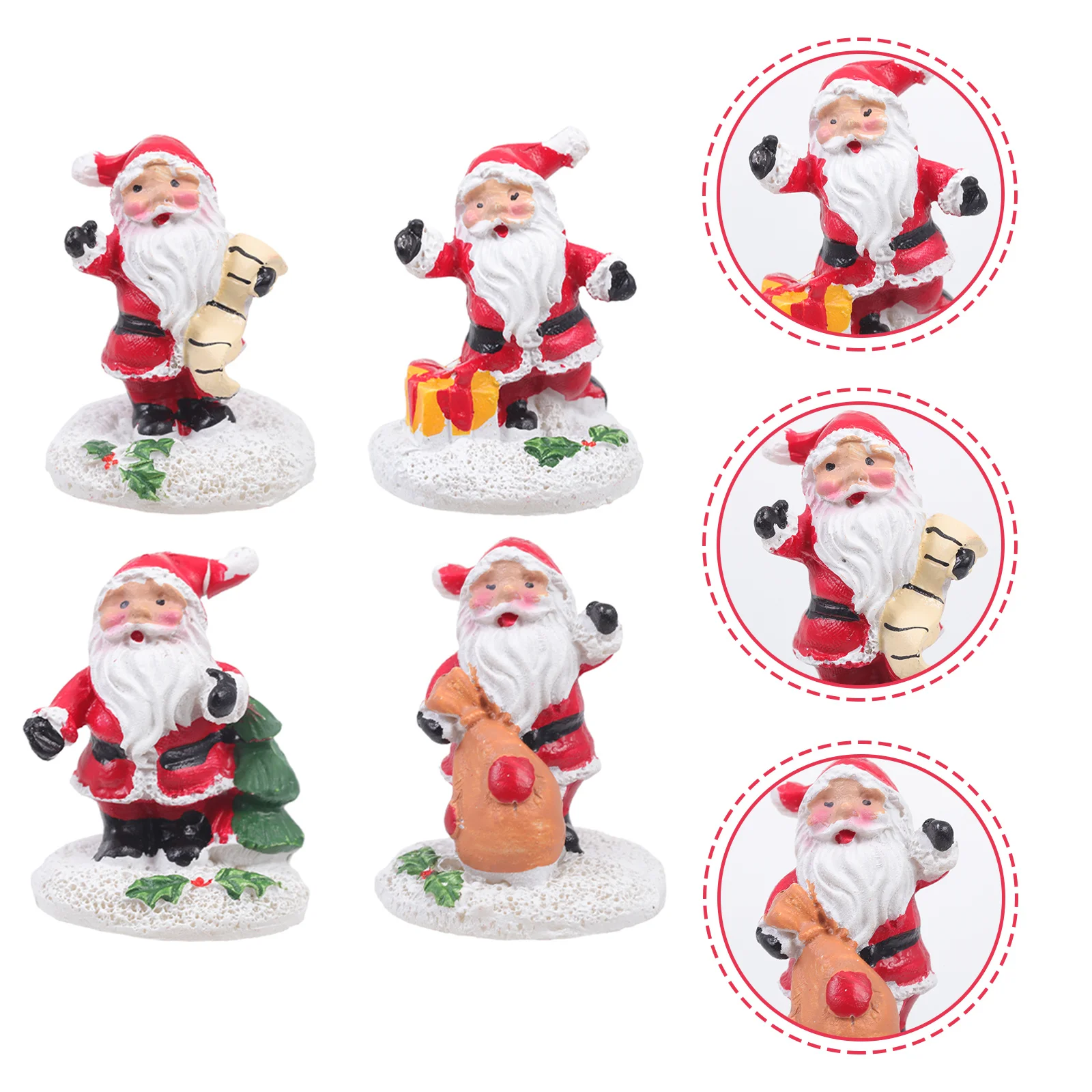 

4Pcs Resin Christmas Decoration Snowman Santa Ornament Outdoor Garden Home Yard Decor Adorable Santa Adornment Party Accessory