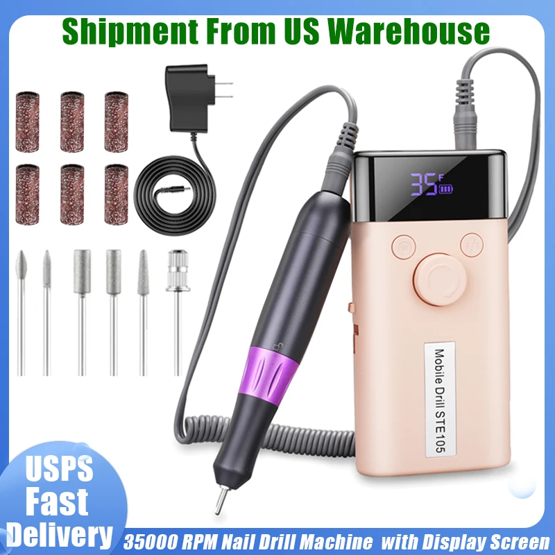 35000 RPM Nail Drill Machine with Display Screen Electric Portable Nail File for Acrylic, Gel Nails, Manicure Pedicure