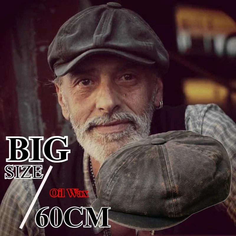 

Men's XL 60cm Waxed Paper Newsboy Cap - Windproof Octagonal Beret, All - Season Durable for Work & Casual