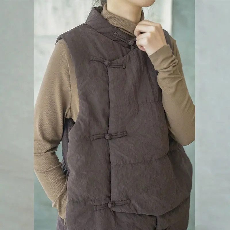 

Autumn New Cotton Vest Women Chinese Style Original Design Women's Standing Collar Handmade Buckle Retro Jacket