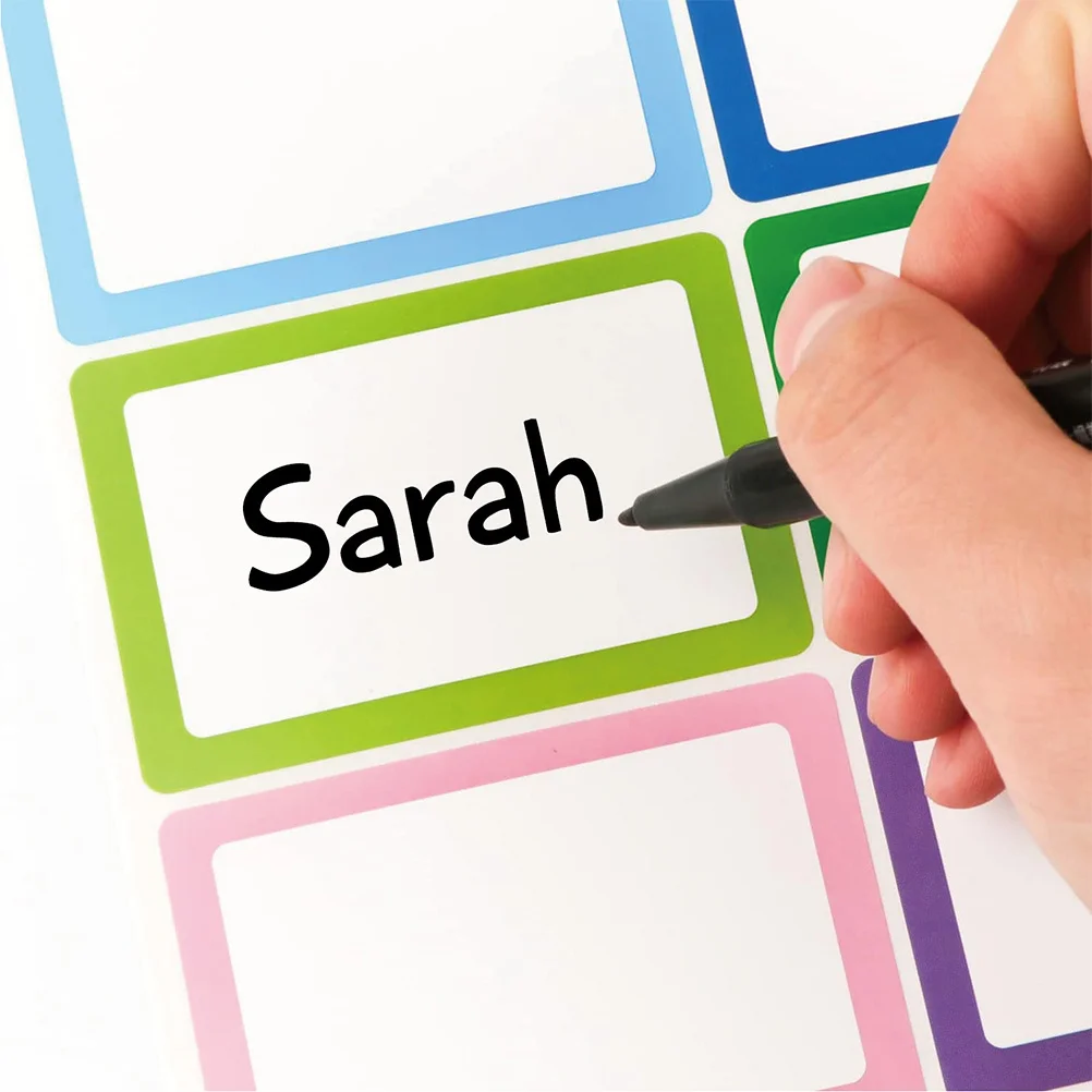 

10 Sheets Colorful Border Name Stickers Thick Smooth Paper Sorting Tags Practical Label Stickers for Office Home Classification