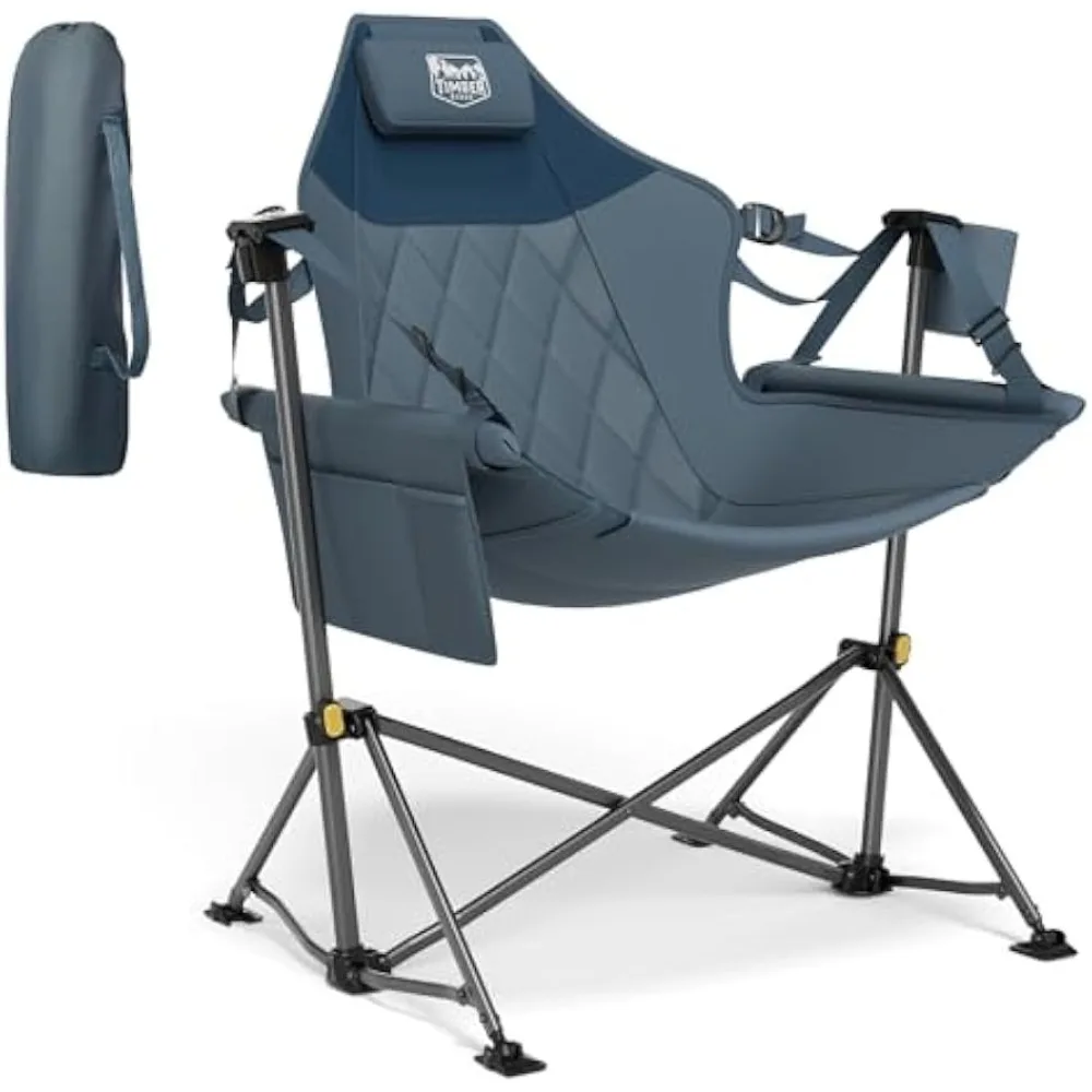 

Heavy Duty Folding Hammock Camping Chair with Adjustable Backrest Portable for Outdoor Travel Patio Supports 300lbs Blue