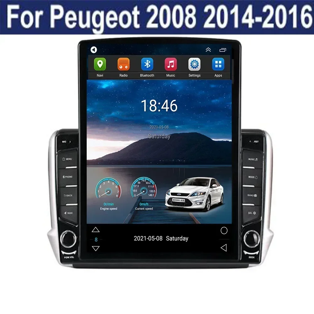 For Tesla Style 2 Din Android 13 Car Radio For Peugeot 2008 208 series 2012-2018 Multimedia Video Player GPS Stereo Carplay DSP