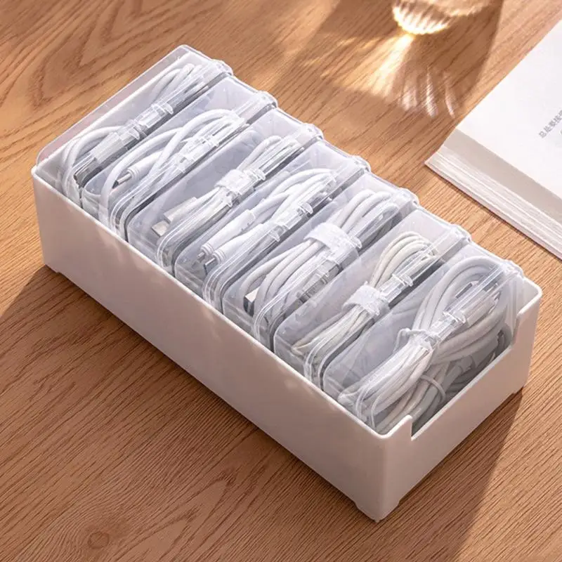 Compacts Desktop Charging Cable Organizers Holders Box Cord Management Box Charger Wire Storage Case For Multiple Device
