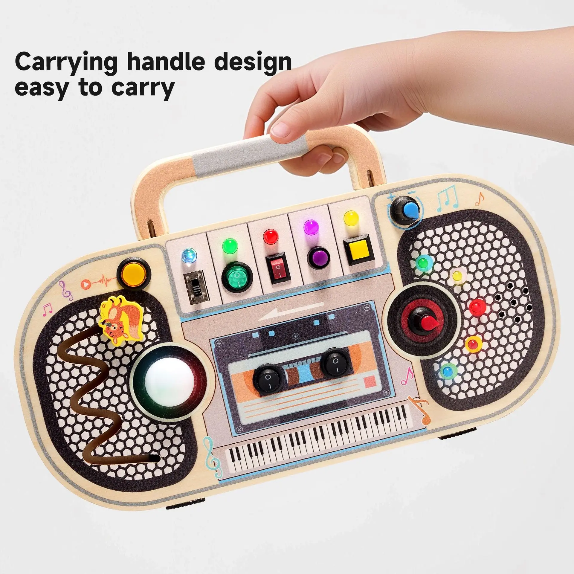 LED Wooden Busy Board Game Montessori Sensory Toys Switch Control Record Travel Activities Children Recognition Games