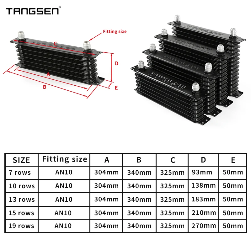 Aluminum Radiator 7/10/13/15 Rows AN10 Japanese Model Car Transmission Engine Oil Cooler Cooling Replacement Universal Cooler