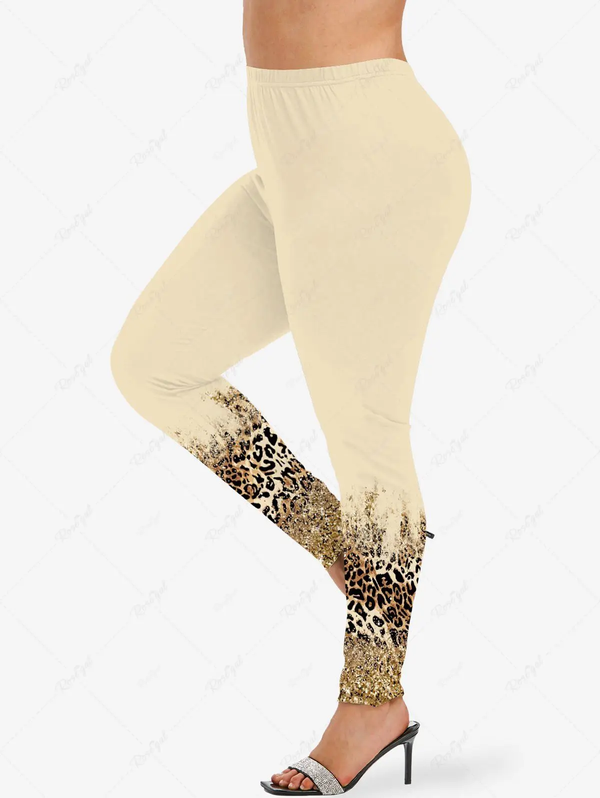 Camiseta ou leggings de manga comprida para mulheres conjunto de correspondência de alta estiramento leopardo espumante glitter 3d impresso terno casual diário