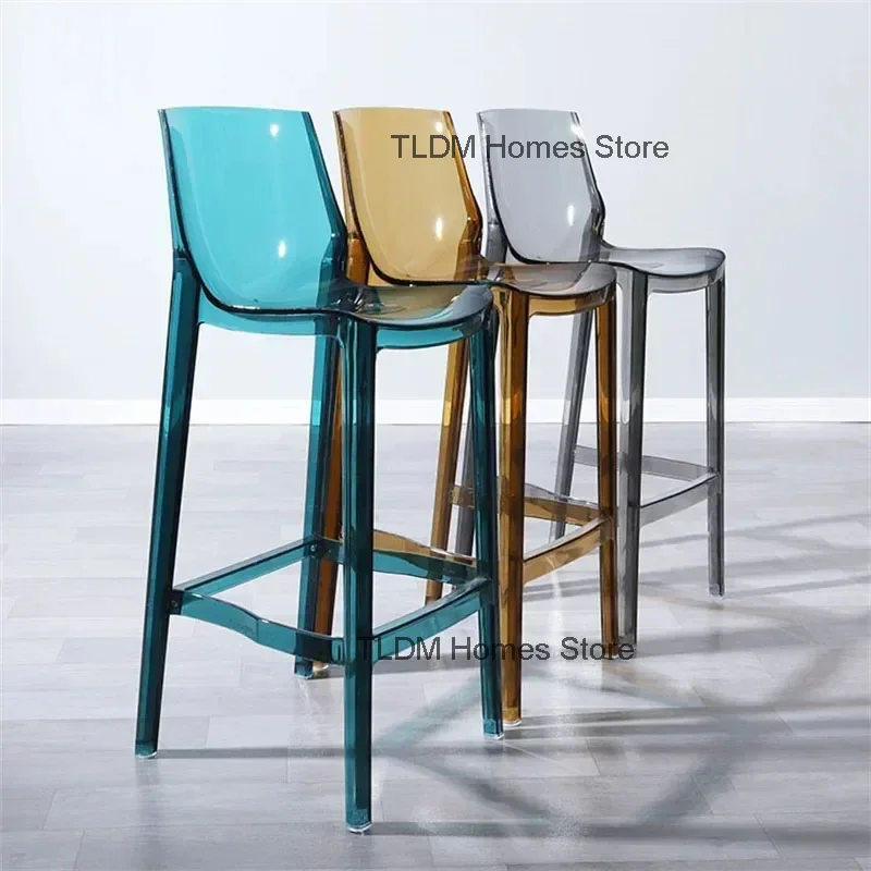 Nordic Acrylic Transparent Bar Chairs Household High Foot Stool Modern High Chair Nordic Plastic Crystal Bar Stools for Kitchen