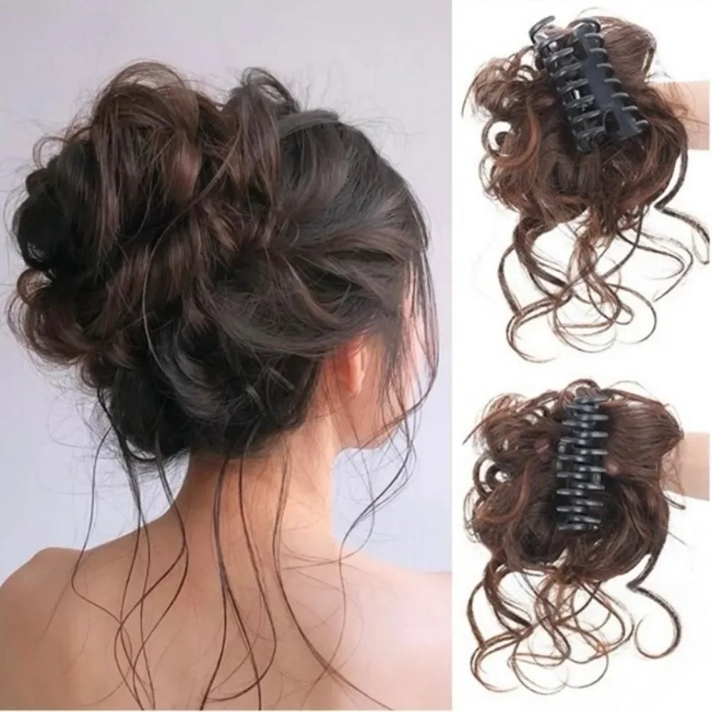 合成ポニーテール ナチュラルふわふわタッセル カール バッドボール グラバーウィッグ 女性用 シミュレーションポニーテール クリップオンエクステンション